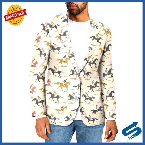 Men's Casual Blazer Sport Coat One Button Long Sleeve Regular Fit